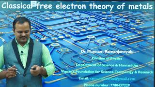 212 Classical free electron theory assumptions  Dr Ramu Mannam [upl. by Cumine]