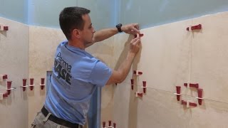 Part quot1quot Travertine Tiles installation on shower walls  step by step  how to with TLOCK™ 🛀🏻 🚿 [upl. by Umont]